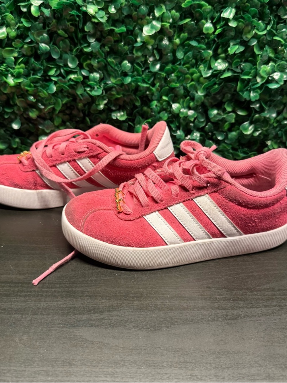 Adidas Kids Pink Suede Sneakers with White Stripes (I don't want 2 clean) - Picture 3 of 7
